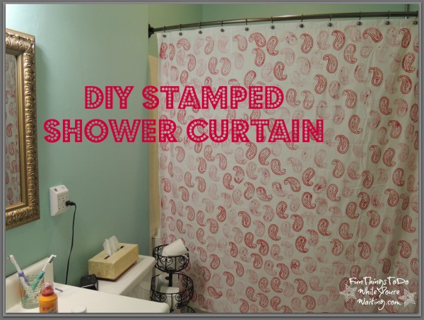 DIY Stamped Shower Curtain