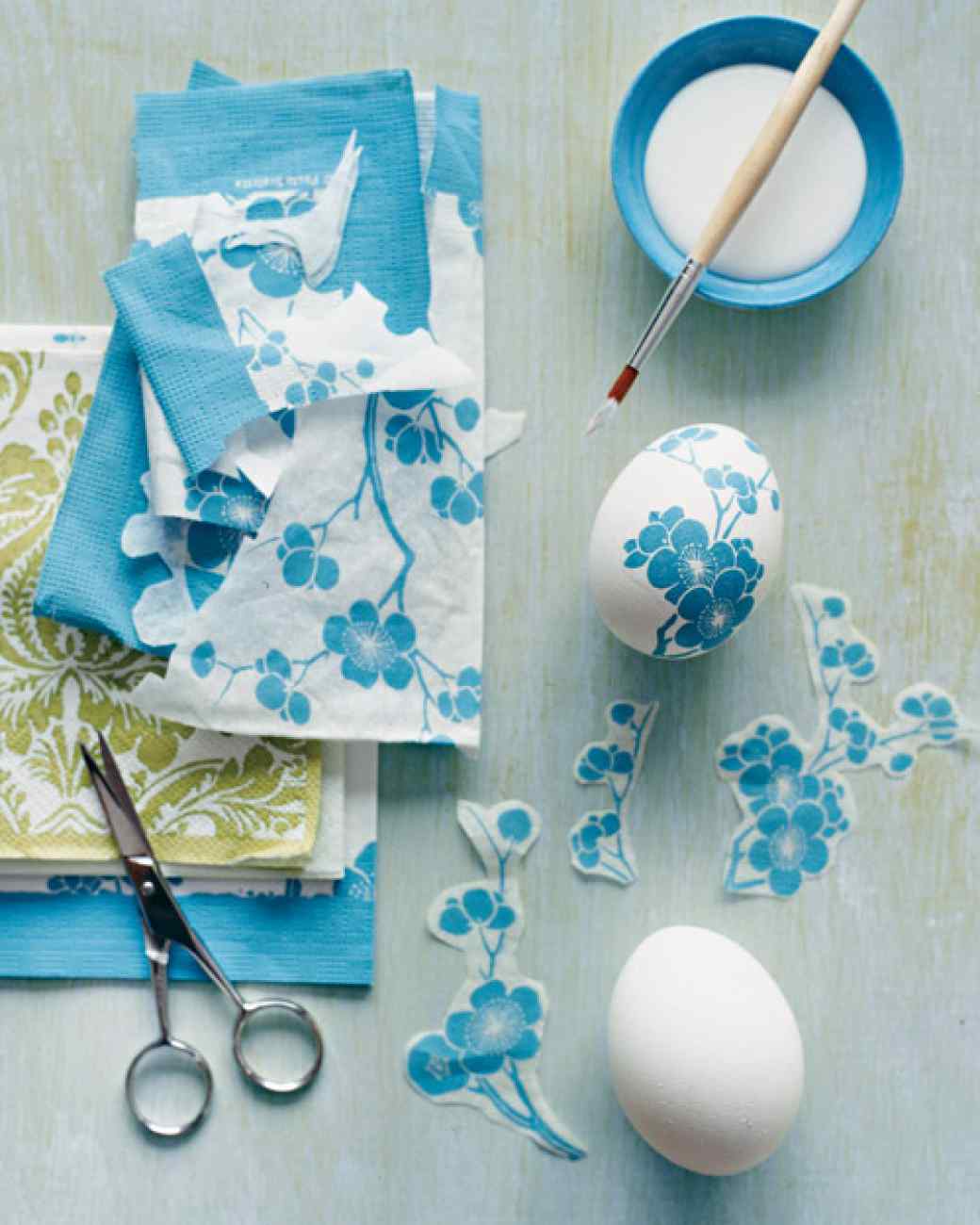 Use paper napkins to decoupage a blown-egg.