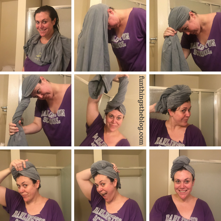 Curly hair hack, use a t-shirt as a towel to dry your hair. 